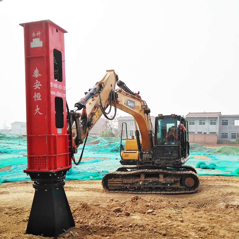 Small hydraulic impact compactor mounted on excavator